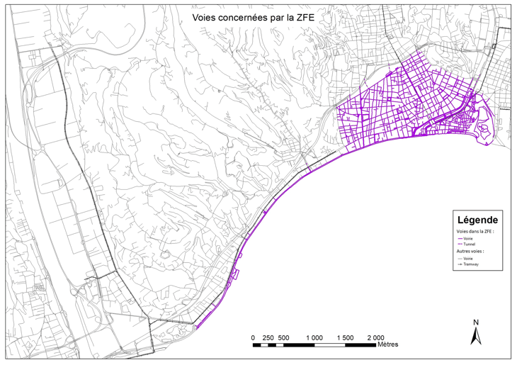 Zones concernées par les ZFE de la métropole Nice Côte d'Azur
